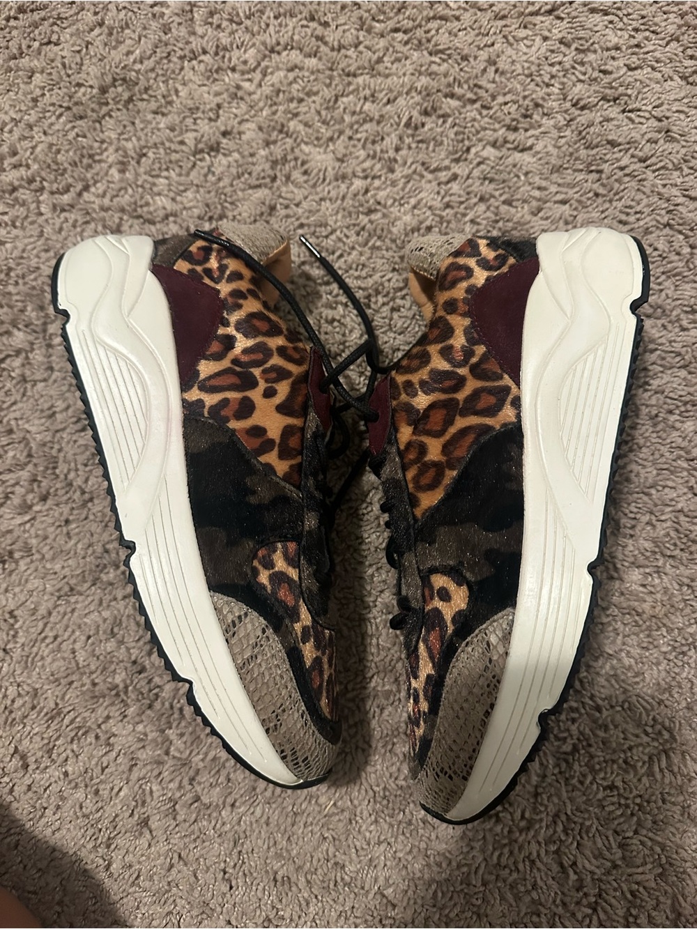 Oasis Society Leopard & Mixed Media Platform Sneakers